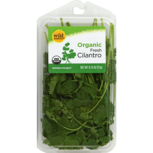 USDA Organic. Herb Tips: Wild Harvest Organic Fresh Herbs are a great way to add flavor to soups, sauces, meats, appetizers, breads, salads, and desserts without adding unwanted fat, sugar, or salt. These wonderfully fresh herbs are sure to fill your home with a refreshing aroma with each use. To learn more about Wild Harvest products, including our full line of organic products, and for more recipes, please visit www.mywildharvest.com. Certified organic by Ecocert. 100% quality guaranteed. Like it or let us make it right. That's our quality promise. mywildharvest.com. Please recycle.