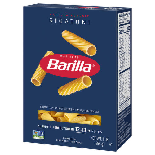 Barilla Blue Box Rigatoni Non-GMO Certified and Kosher Pasta, 16 oz - Foods  Co.