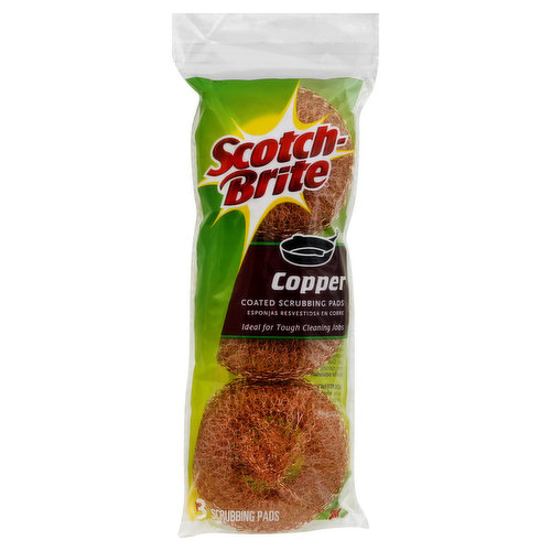 Scotch-Brite Scrubbing Pads, Copper, Coated