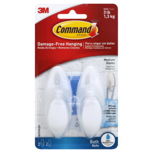 Command Medium Hooks, Bath