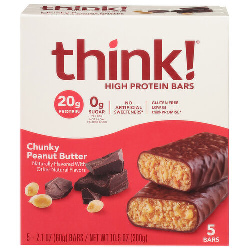 Think! High Protein Bars, Chunky Peanut Butter, 5 Pack