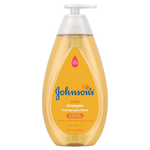 Johnson's Baby Shampoo with a mild, tear-free formula provides a mild, gentle clean that won't irritate your baby's eyes during bath time. Specially formulated for fine baby hair and delicate scalp, this gentle cleansing baby shampoo gently washes away dirt and germs as it leaves your little one's hair soft, shiny, clean and smelling baby fresh. The Johnson's No More Tears formula is as gentle to the eyes as pure water and won't irritate baby's eyes during bath time. This tear-free hair shampoo for babies is hypoallergenic, pediatrician-tested, and free of parabens, phthalates, sulfates, and dyes. To use, wet baby's fine hair with warm water, apply shampoo, gently lather, and rinse. For over 125 years, Johnson's formulas have been specially designed for baby's unique and delicate skin and hair. We collaborated with and listened to 11,500 parents, midwives, and pediatricians around the world.