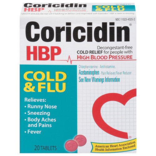 Coricidin HBP Cold & Flu, Tablets