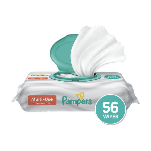 Pampers Multi-Use Baby Wipes Multi-Use Fragrance Free 1X Pop-Top 56 Count