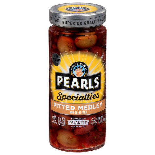 Pearls Specialties Olives, Greek, Pitted Medley