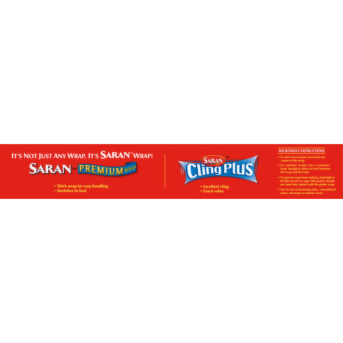 Saran Cling Plus Plastic Wrap, Clear, 200 Square Feet