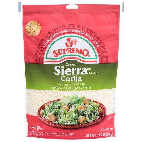 Supremo Grated Cheese, Natural, Sierra Brand Cotija