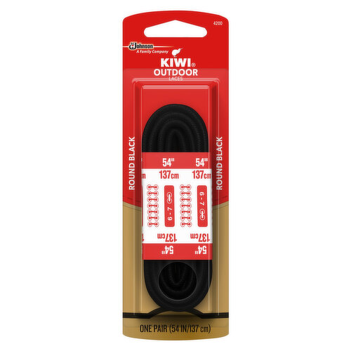 Kiwi Outdoor Laces, Round, Black, 54 Inches