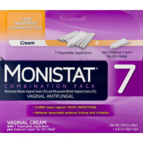 MONISTAT Vaginal Cream, Antifungal, Combination Pack