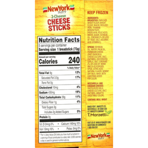 New York Bakery Cheese Sticks, 3-Cheese