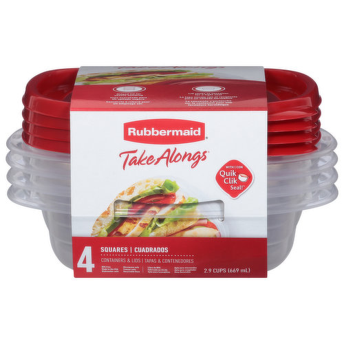 Rubbermaid Take Alongs Containers + Lids, Medium Bowls, 6.2 Cups - 3 bowls