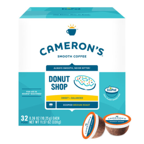 Cameron's Coffee, Smooth, Medium Roast, Donut Shop, Ecopod
