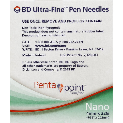 BD Nano Generation Pen Need-les 4mm x 32G 