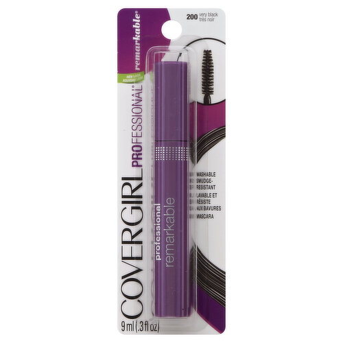 CoverGirl Professional Remarkable Mascara, Washable, Very Black 200