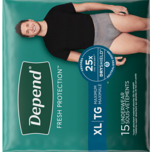 Save on Depend Men's Fresh Protection Incontinence Underwear