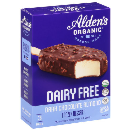Alden's Organic Frozen Dessert, Dairy Free, Dark Chocolate Almond