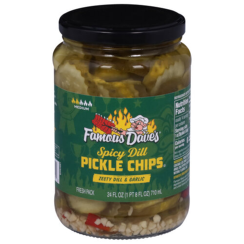 Famous Dave's Pickle Chips, Zesty Dill & Garlic, Spicy Dill, Medium