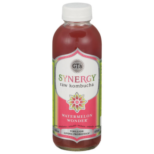 GT's Synergy Kombucha, Raw, Watermelon Wonder