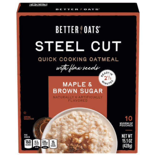 Better Oats Oatmeal, Steel Cut, Maple & Brown Sugar