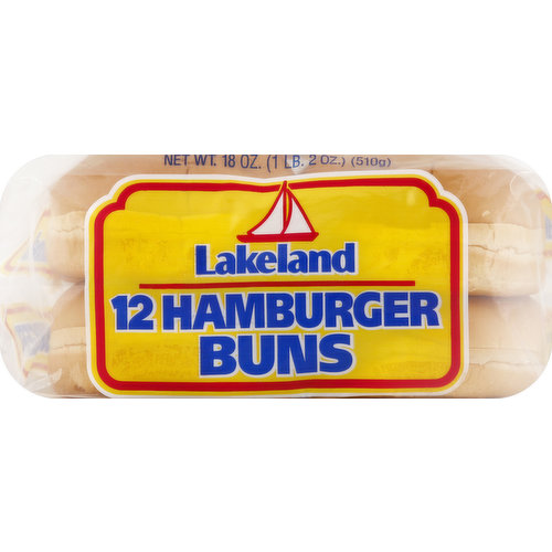 Lakeland Hamburger Buns, Jumbo