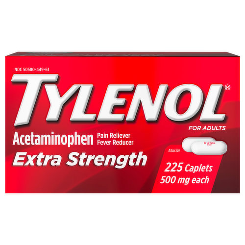 Tylenol Acetaminophen, Extra Strength, 500 mg, for Adults, Caplets