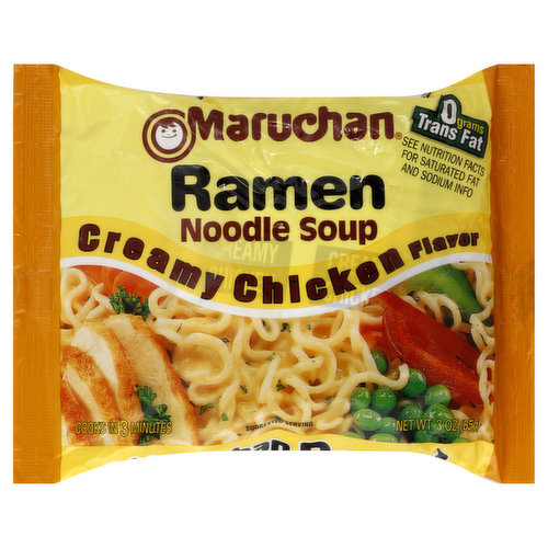 0 grams trans fat. Cooks in 3 minutes. America's finest Ramen Noodle Soups. Made in USA.