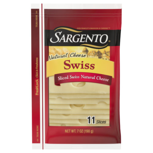 Sargento Cheese, Natural, Swiss, Sliced