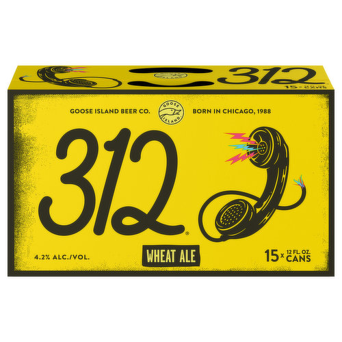 Goose Island 312 312 Urban Wheat Ale Craft Beer, 15 Pack Beer, 12 FL OZ Cans, 4.2% ABV