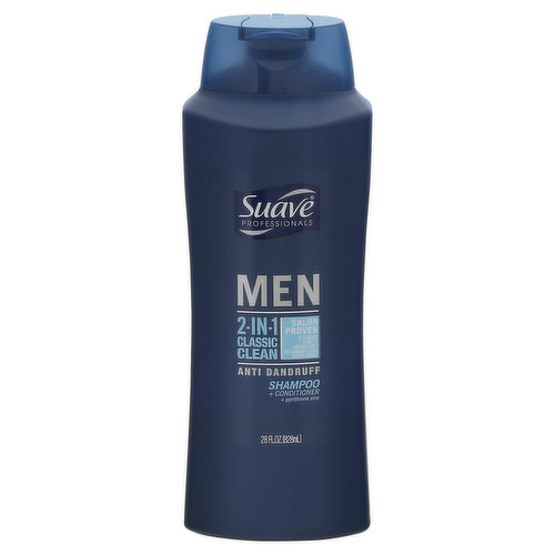 Suave Shampoo + Conditioner, Anti Dandruff, 2-in-1, Classic Clean, Men