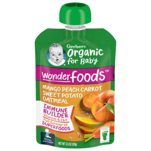 Gerber Organic for Baby Baby Food, Oatmeal, Wonderfoods, Sitter (2nd Foods)