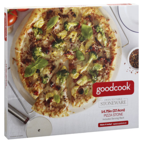 Good Cook Pizza Stone, with Rack, 14.75 Inch