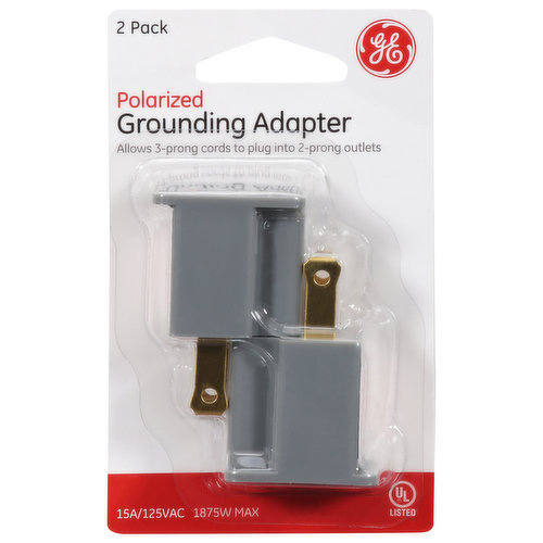 GE Adapter, Grounding, Polarized, 2 Pack