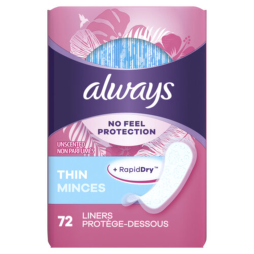 Always Daily Liners Always Daily Liners, Regular Absorbency, Unscented, 72 Ct