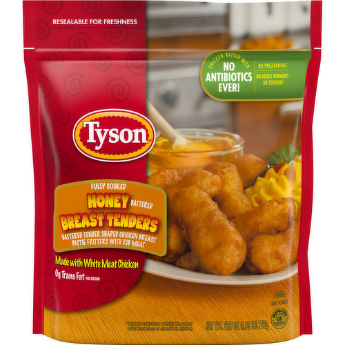 Tyson Fully Cooked Honey Battered Frozen Chicken Breast Tenders