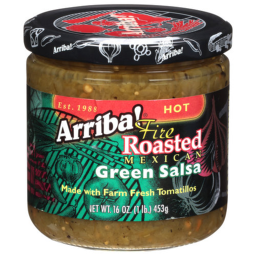 Arriba! Green Salsa, Fire Roasted, Mexican, Hot