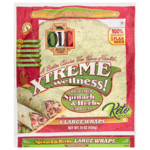 Ole Xtreme Wellness! Wraps, Spinach & Herbs, Large