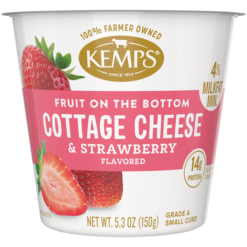 Kemps Cottage Cheese, Strawberry Flavored, Small Curd