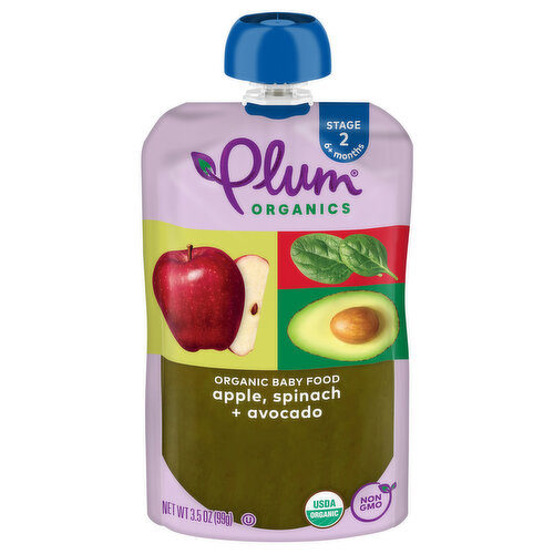 Plum Organics Stage 2 Organic Apple, Spinach & Avocado 3.5oz Pouch