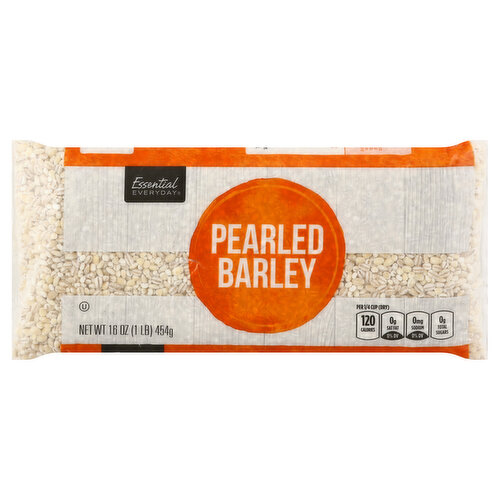 Per 1/4 Cup (Dry): 120 calories; 0 g sat fat (0% DV); 0 mg sodium (0% DV); 0 g total sugars. Barley is a natural agricultural product. Despite use of modern cleaning equipment, it is not always possible to remove all foreign material. Sort and rinse barley before cooking. Great products at a price you’ll love, that's Essential Everyday. Our goal is to provide the products your family wants, at a substantial savings versus comparable brands. We're so confident that you'll love Essential Everyday, we stand behind our products with a 100% satisfaction guarantee. 100% Quality guaranteed. Like it or let us make it right. That’s our quality promise. essentialeveryday.com.