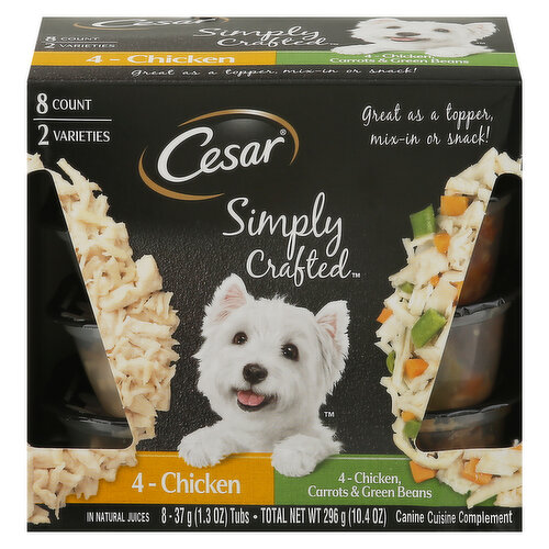 Cesar Simply Crafted Canine Cuisine Complement, In Natural Juice, 2 Varieties