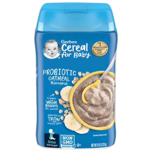 Gerber Cereal for Baby Oatmeal, Probiotic, Banana, Sitter 2nd Foods