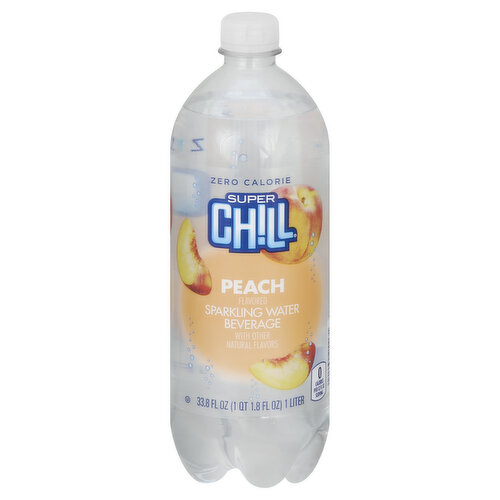 Super Chill Sparkling Water Beverage, Peach Flavored