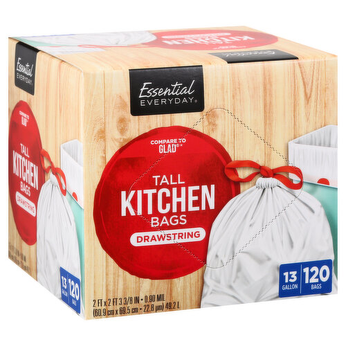 Essential Everyday Tall Kitchen Drawstring 13 Gallon Bags