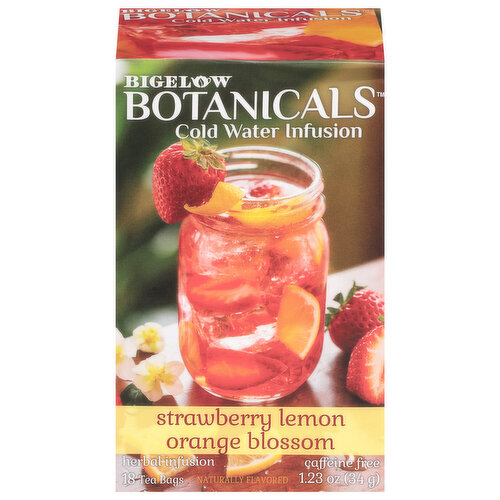 Bigelow Botanicals Cold Water Infusion, Caffeine Free, Strawberry Lemon Orange Blossom, Tea Bags