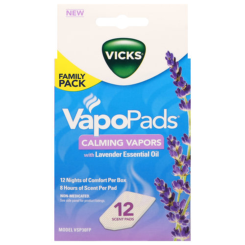 Vicks VapoPads Calming Vapors, with Lavender Essential Oil, Family Pack