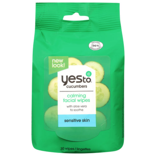 Yes To Cucumbers Facial Wipes, Calming, Sensitive Skin