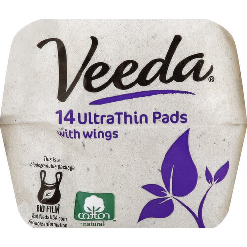 Veeda Pads, With Wings, UltraThin, Unscented and Folded, Feminine Care