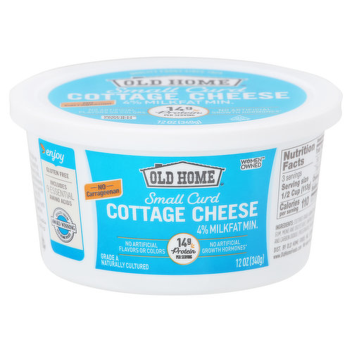 Old Home Cottage Cheese, 4% Milkfat Minimum. Small Curd