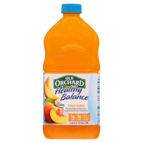 At Old Orchard, we understand the importance of keeping life in a healthy balance. Our delicious and refreshing line of reduced sugar and low calorie (Healthy Balance: 1 g sugars; 3 g carbs; 11 calories. Compared to 100% Juice Blends: 27 g sugar; 29 g carbs; 120 calories.) juice cocktails are sweetened with sucralose and are a perfect fit for an active, healthy lifestyle. Healthy Balance Tip No.45: Don't eat mindlessly. Eating in front of a computer screen or TV is more likely to result in overeating. Take lunch away from your desk, and use the dinner table at home to make sure you're savoring your food. Healthy Balance offers the great taste and refreshment of your favorite Old Orchard juice with less sugar and fewer calories. Start living the Healthy Balance Lifestyle with oldorchard.com. Our website is designed to help you get started on the road to a more active and healthy lifestyle. It features juicy recipes, promotions, kids activities, and healthy living tips. Pasteurized. Plus, join the Old Orchard Fan Club for exclusive access to games, special offers, and fun prizes.