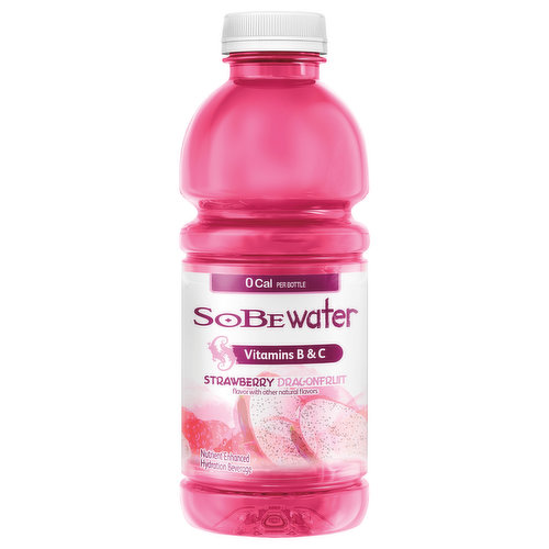 Strawberry Dragonfruit flavor with other natural flavors. 0 calories per bottle. 0 cal per bottle. Vitamins B & C. Product questions or comments? Call 1-800-588-0548. Please recycle.